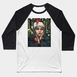 Portrait Of Female Anime Santa  2 Baseball T-Shirt